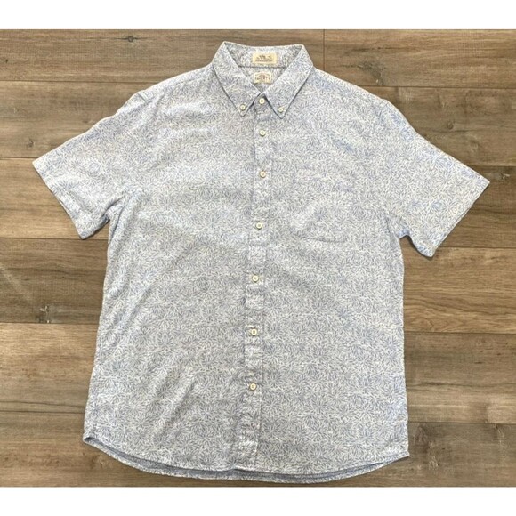 Faherty Mens XL Short Sleeve Breeze Shirt Summer Hawaiian Floral Linen Blend - Picture 1 of 8